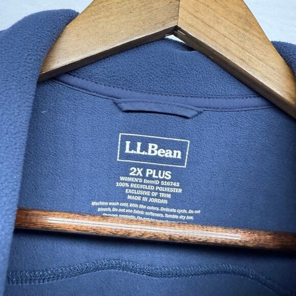 LL Bean Jacket Women's 2X Plus Blue Zip Mountain Classic Windproof Fleece Preppy - Picture 7 of 10